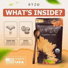 RY.ZE Organic Mushroom Coffee 3-Pack | USDA Organic | #1 Mushroom Coffee In The USA | 30 Servings Per Bag (6.35oz / 180g Each) | Dietary Supplement - Pack Of 3 - View 4
