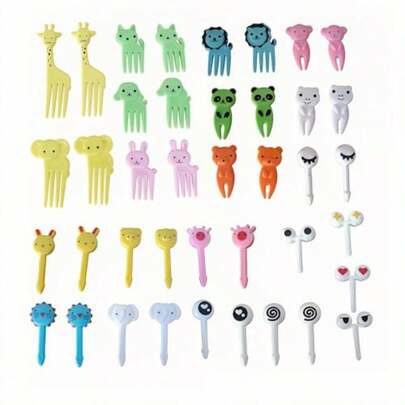 40PCS Animal Fruit Picks Bento Box Picks Mini Cartoon Animal Toothpicks Reusable Lunch Bento Forks Picks Fun Cute Fruit Toothpicks