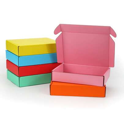 10个/套 20x14x4厘米 彩色瓦楞纸飞机盒，适用于快递、邮政、礼品包装、小型企业及个人商店产品包装、零售包装