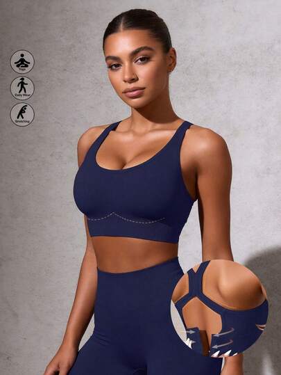  Runway Rest Women's Seamless Yoga Bra Shockproof Bra Back BeautyThin Section Lift Armpit Bra, Wireless, Lingerie Solid Color Set Cross Strap Comfortable Yoga Underwear Indoor And Outdoor Comfortable Breathable Style Sexy Yoga Bra Back Cross Underwear Yoga Top Wireless Bra Gym Hockproof Comefortable Lingerie