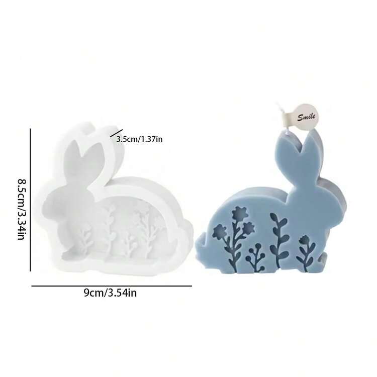 Geometric Relief Rabbit Silicone Candle Mold, DIY - White - View 3