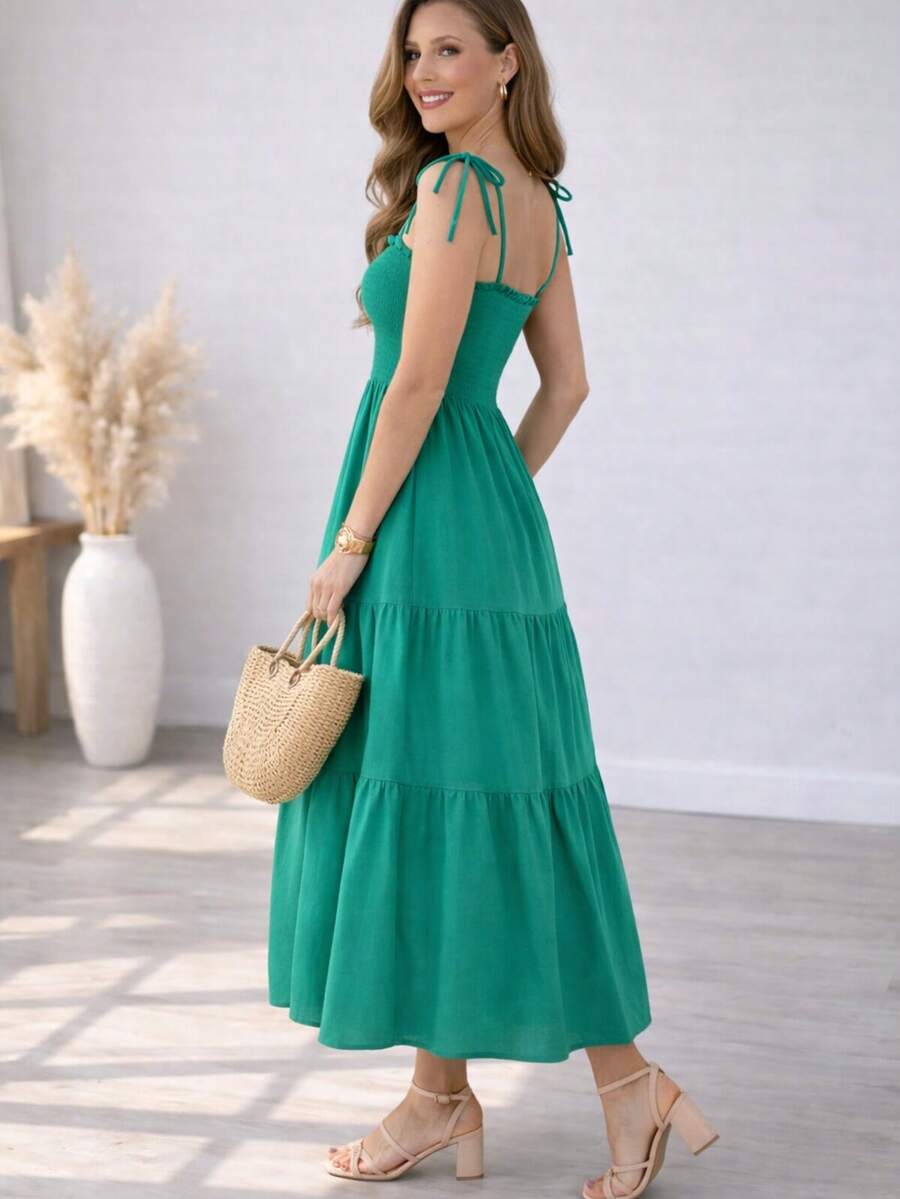 Floral Maxi Dress – Elegance And Comfort - Verde - Ver 1