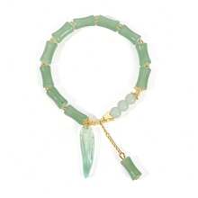 Elegant Glass Bead Bamboo Bracelet With Gold-Tone Accents - No Plating, Versatile Fashion Jewelry, Ideal For Daily Wear & Gifting, Fits All Seasons, Perfect For Valentine's Day - Multicolor - View 7