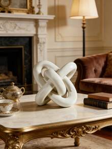 قطعة ديكورية حديثة من الراتنج - ديكور طاولة سطح المكتب الأنيق باللون الذهبي والأبيض والأسود، إكسسوار منزلي عصري مناسب لطاولة القهوة والرف الكتب ومكتب المكتب، طراز معاصر أنيق، مناسب للزينة في عيد الميلاد وطوال العام - A - مشاهدة 5