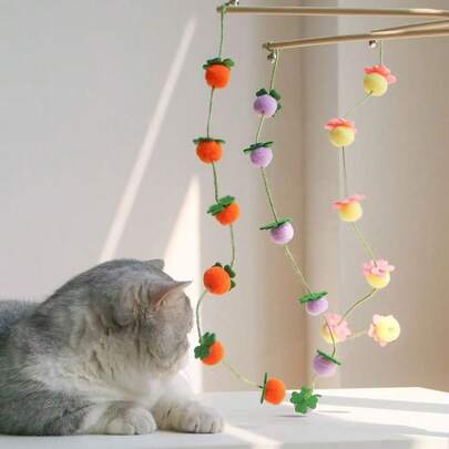 Cute Flower Cat Teaser Wand, Wooden Handle Chew-Resistant Bell, Cat Self-Entertainment Toy, Kitten Interactive Tool, Pet Supplies, Elegant Fairy Wand, Cats' Favorite Interactive Toy