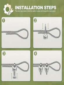 5m, 10m, 20m Cuerda de acero para exteriores, cuerda de tendedero, cuerda de carpa, cuerda de red de sombra, cuerda autoadjustable - Plateado - Ver 2