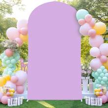 5ft, 6ft, 6.6ft, 7.2ft Beige Wedding Arch Drape Cover, Elastic Sides Fit Arch Frame, Suitable For Birthday Party Wedding Arch Decor (Arch Frame Not Included, Fabric Background Only) - Purple - View 5