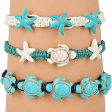 Turtle Starfish Howlite Bracelet Or Anklet Set Beach Collection - Multicolor - View 1