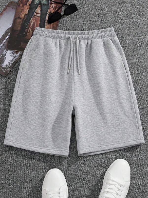 Men's Solid Color Slim Fit 5-Inch Sports Shorts, Lightweight Stretchy Outdoor Activity Wear, Suitable For Camping, Jogging, Basketball Practice And Weekend Outings