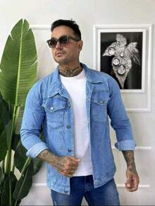Men's Denim Twill Jacket - 藍色 - 查看 1