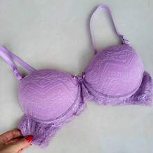Lace Bra With Underwire, Basic Padded Cups, Comfortable Bra With Underwire. - 紫丁香色 - 查看 2