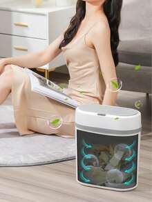 1 pieza Papelera con sensor inteligente, se puede colocar en el espacio entre el inodoro y la pared - Blanco - Ver 5