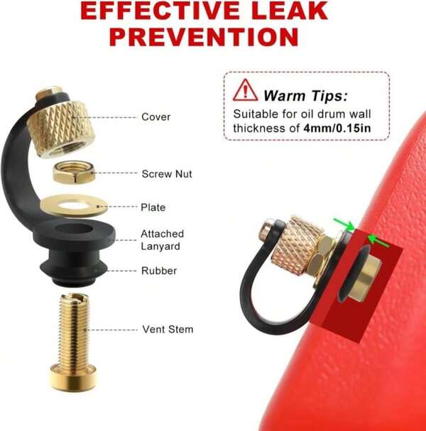 Magicfour Gas Can Vent Cap, 3 Pack Fuel Gas Vent Kit Replacement Vent Plug For Gas Fuel Water Can Jug To Allow Faster Flowing, No Wire Pull Needed