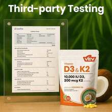 Vitamin D3 K2 10000 , 300 Virgin Coconut Oil Softgels, 2 In 1 Vitamins Supplement D & K, Dietary Supplemental Pack, Free Shipping, Daily Health Care, For Women, Quick Ship - Không có hương vị - Xem 2