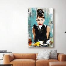 Framed Canvas 1pc Audrey Posters Hepburn Breakfast At T Iffanys Iconic Movie Poster Replica - Large Framed Canvas Print , Female Movie Star Art, Vintage Wall Decor - nhiều màu - Xem 3