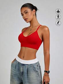 Áo ngực thể thao không gọng, dây chéo, không lưng dành cho nữ hiệu Runway Rest. - Đỏ - Xem 3