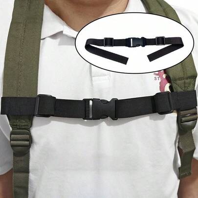 1 pieza Correa ajustable para mochila/pecho - Diseño minimalista y ligero, con cierre de hebilla de , material de poliéster negro, adecuado para senderismo, camping, viajes - Cómodo, accesorio de senderismo, equipo de camping, diseño de correa para el hombro estilizado