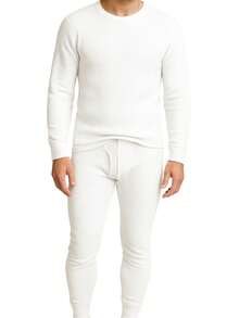Men's 3 Pack Full Thermal Sets Ultra Soft 6 Piece Cotton Top And Bottom Set - WHT/CHAR/GRY - View 3