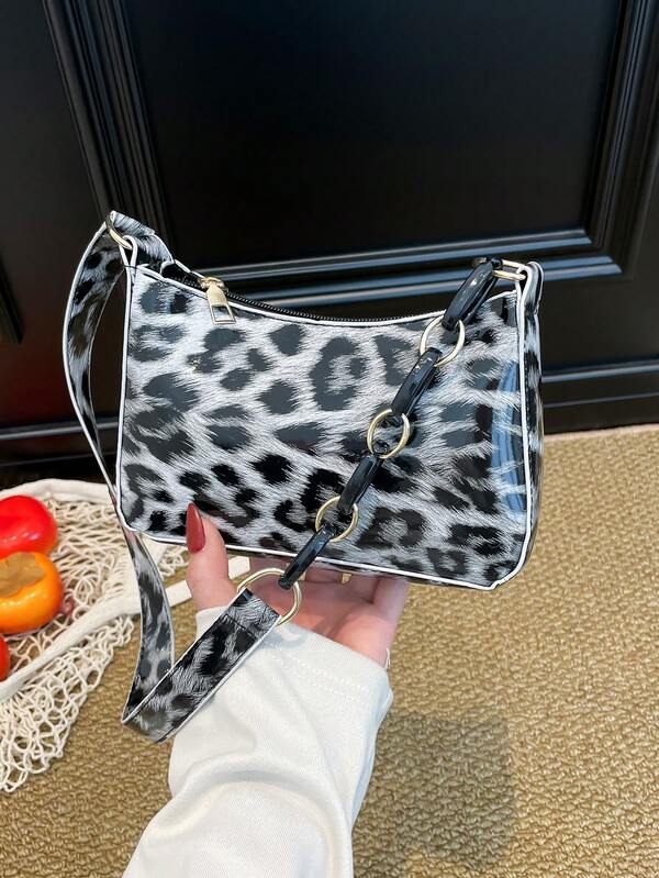 新款时尚PU皮革女士单肩包，链条装饰，奢华优雅手提包