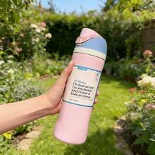 24oz/32oz Stainless Steel Insulated Water Bottle With Straw, Material Unisex Sports Hydration Flask Portable Coffee Cup For Hot And Cold Drinks Suitable Fitness Cycling Leak-Proof Lid Camp Hiking Driving Outdoor Durable Mug Multiple Colors - Hồng nhạt - Xem 4