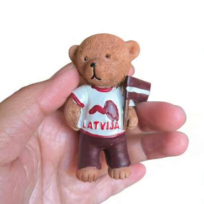 Nam châm tủ lạnh hình gấu bông cờ Latvia bằng nhựa 3D, 7.5cm (khoảng 2.95 inch), đồ trang trí lưu niệm du lịch dễ thương.