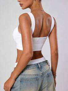 Runway Rest Solid Ribbed Workout Shockproof Padded Seamless Push Up Bra - White - View 2