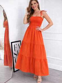 Floral Maxi Dress – Elegance And Comfort - Orange - View 1