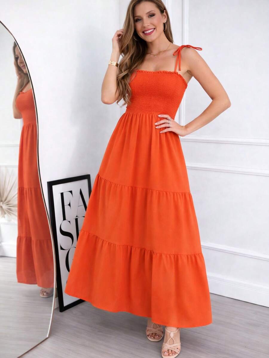 Floral Maxi Dress – Elegance And Comfort - Orange - View 1