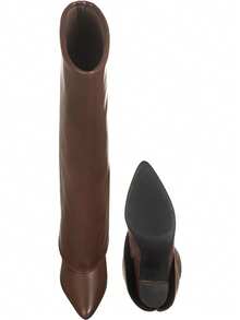 Women's Ankle Boot With High Block Heel And Pointed Toe - Elegant Fashion Style - GiGiL - 鏽棕色 - 查看 6