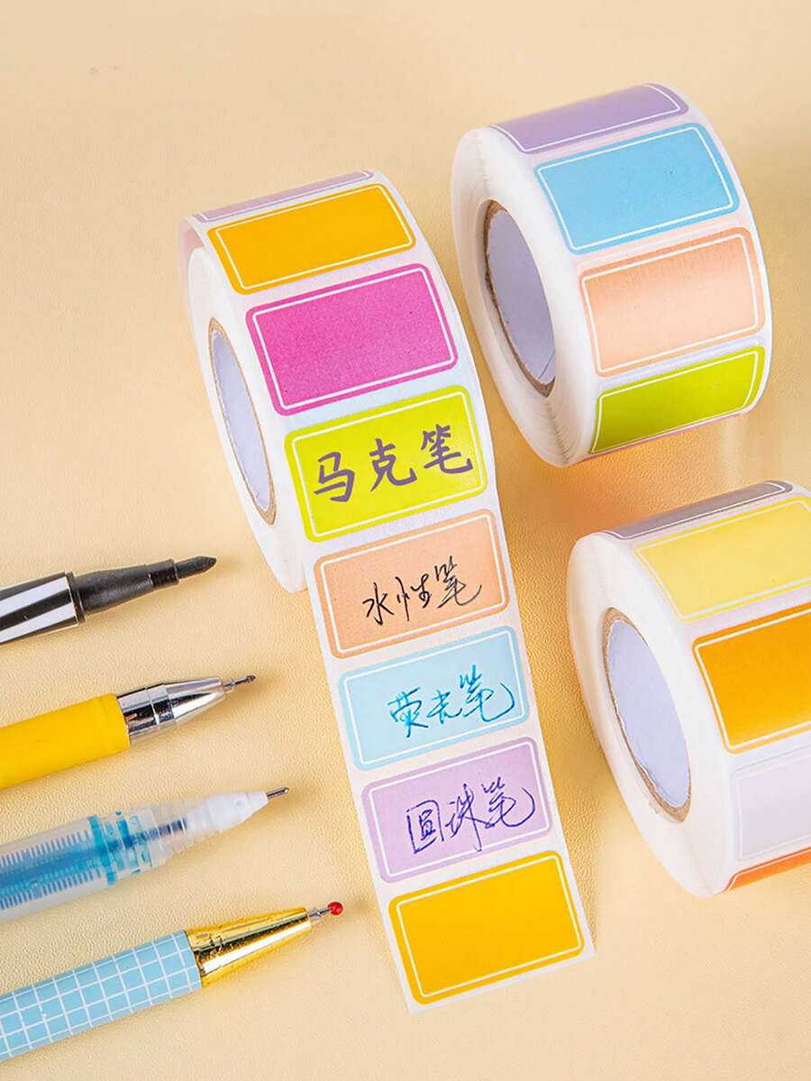 1 Roll Multi-Color Label Stickers, Waterproof Self-Adhesive Labels, Handwritten Name Tags, Index Stickers - Sticker - View 1
