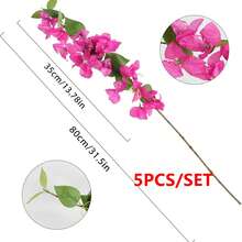 5pcs Artificial Silk Begonia Flower Stems - Plastic Fake Begonia Flower Branches For Wedding Engagement Decor, Home Office Desk Floral Arrangement, Multipurpose Home Decor Without Vase - Red Violet - View 8