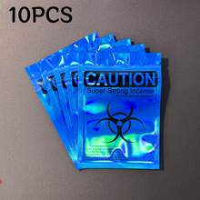 10/20/50/100个装全息可重复密封铝箔袋，防异味拉链包装袋，带图案印刷，适用于小件物品 - 藍色 - 查看 15