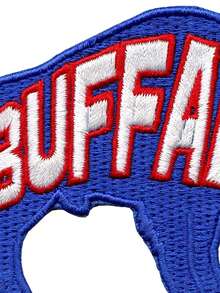 1件装布法罗橄榄球吉祥物刺绣熨烫贴片，运动队图案 - 彩色 - 查看 3