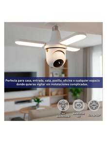 Cámara de Vigilancia con Luz Integrada Tipo Foco, Detección de Movimiento con Sirena, Visión en Tiempo Real, Compatible con Micro SD y Nube. Bluelander - Blanco - Ver 4