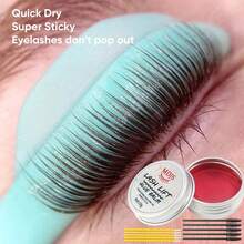 3件套睫毛提升膏套装，含固体粘合剂、刷子和提升棒，无需胶水即可进行睫毛烫和眉毛定型，多功能套装，节省时间 - 玫紅色 - 查看 7