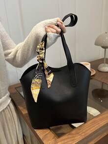 新款奢华印花多功能女士单肩手提包 - 黑色 - 查看 4