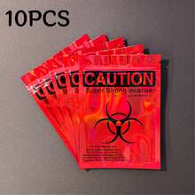 10/20/50/100个装全息可重复密封铝箔袋，防异味拉链包装袋，带图案印刷，适用于小件物品 - 紅色 - 查看 12