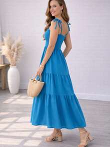 Floral Maxi Dress – Elegance And Comfort - Azul Agua - Ver 2