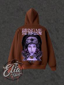 Comfortable Basic Sweatshirt For Everyday Wear. Bring Me The Horizon Music Singer Famous International National Urban Culture Rock Metal Rock N Roll Famous Band Singer Unisex Sweatshirt For Men And Women 50% Cotton 50% Polyester Top Premium Streetwear New Release Immediate Shipping Various Colors!! - 鏽棕色 - 查看 1