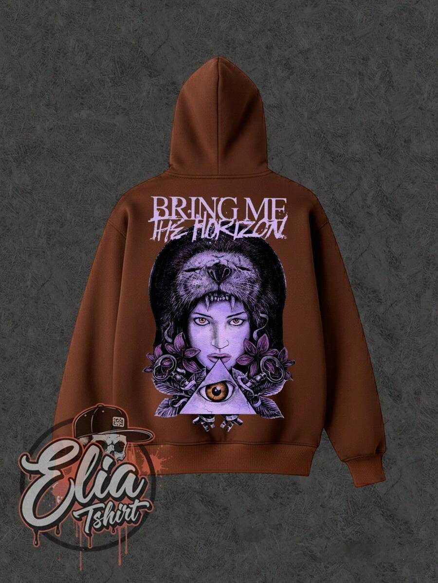 Comfortable Basic Sweatshirt For Everyday Wear. Bring Me The Horizon Music Singer Famous International National Urban Culture Rock Metal Rock N Roll Famous Band Singer Unisex Sweatshirt For Men And Women 50% Cotton 50% Polyester Top Premium Streetwear New Release Immediate Shipping Various Colors!! - 鏽棕色 - 查看 1