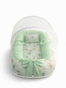 Baby Nest Reducer With Mosquito Net – Comfort And Safety For Baby - GREEN - View 2
