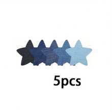 5片牛仔布贴片 - 包含心形、星形和云朵图案，共5种颜色 - 强力粘合剂，适用于牛仔裤修补和服装装饰 - 耐用布贴，创意纺织品装饰，趣味造型贴纸，易于熨烫 - 多色 - 查看 7