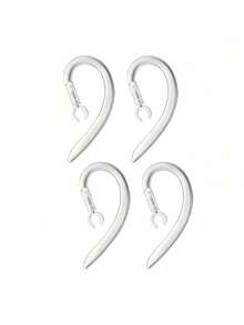 兼容耳挂 360°旋转多维可调节柔软硅胶通用蓝牙耳机夹防滑运动夹环替换件，透明 - 查看 1