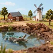 SHAMLESS Realistyczny miniaturowy model krokodyla, realistyczna figurka kolekcjonerska krokodyla z żywicy, odpowiednia do dekoracji regału/biura/domu/samochodu, miniaturowy domek dla lalek w stylu wróżek, kolekcja prezentów - Mini Aligator - 1 szt. - Zobacz 2