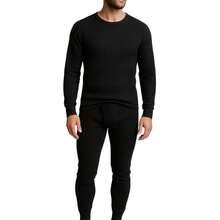 Men's 3 Pack Full Thermal Sets Ultra Soft 6 Piece Cotton Top And Bottom Set - BLA/GRY/CH - View 2