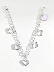 1pc Hollow Heart Transparent Heart Multi-Layer Chain, Chain, Heart Pendant, Hollow Heart, Transparent Heart, Y2K, Girly, Sweet Cool Style, Detachable, Silver Accessory, Bag Chain, Bag Strap, Bag Decor, Personalized Gift, Birthday Gift, St. Patrick's Day Gift - Single-layer Heart Bag Chain - View 5