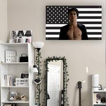 Damon Salvatore Flag |   Hot Vampire Black USA Banner |   TVD Aesthetic Dorm Frat Room Wall Decor - 1PC - 查看 4