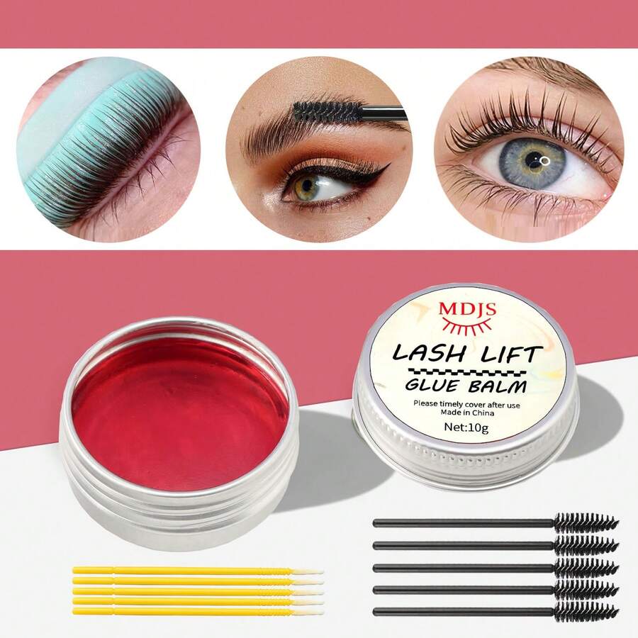 3pcs Eyelash Curler Set, Includes Solid Glue, Brush And Curler Rod, No Glue Needed For Eyelash Curling And Eyebrow Straightening, All-In-One Tool Kit, Time-Saving