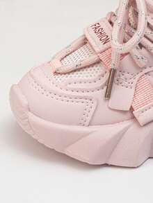 Children's Breathable Sports Shoes, Spring/Autumn New Mesh Casual Sneakers, Boys & Girls Running Shoes, Fashionable Chunky Sneakers - Pink - View 6