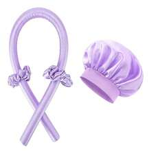 6件/5件/4件装 Mcbki 睡眠美发造型工具套装，无需加热的卷发棒+睡眠帽+Z字梳，丝质睡眠帽，弹性睡眠帽，女士护发，长发造型工具，DIY 懒人卷发，打造自然波浪和蓬松卷发，适合过夜使用，旅行必备，奢华护发礼品 - 彩色 - 查看 27